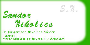sandor nikolics business card