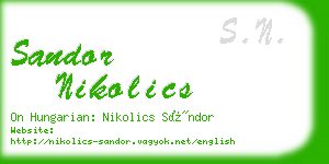 sandor nikolics business card